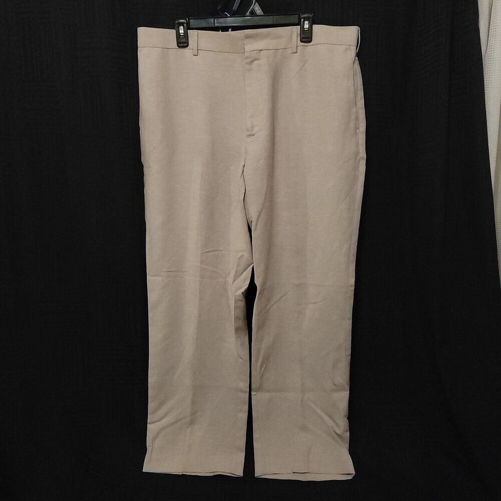 Cubavera Men's 38x30 Pants Linen Polyester Rayon Dress Flat Front Khaki